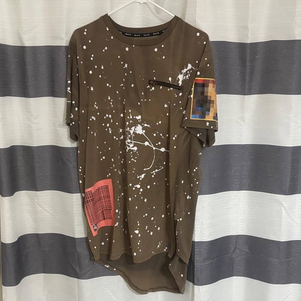 Brown Splatter Print Men's Shirt